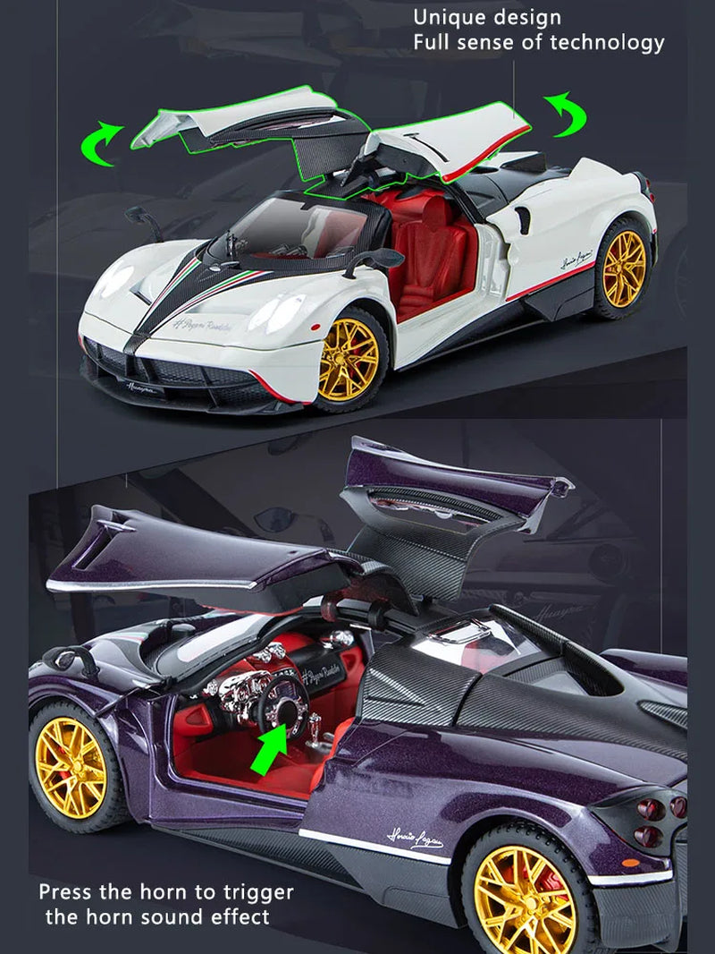 1:24 Simulation Pagani Chinese Dragon Alloy Car Model Sound and Light Pull Back Sports Car Toy Boy Collection Decoration Gift